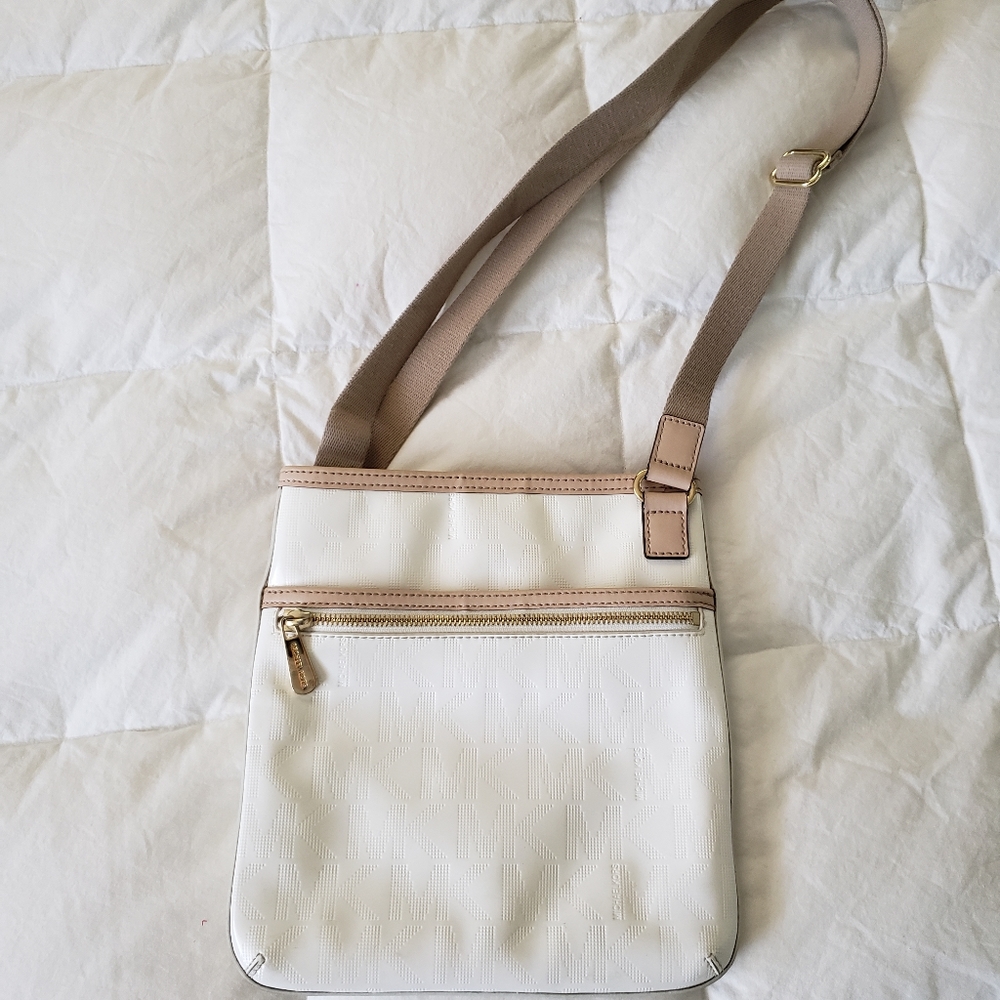 Michael Kors white leather crossbody bag